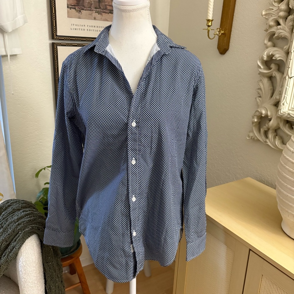 FRANK & Eileen‎ Navy Polka Dot Frank Button Down Shirt Size Small